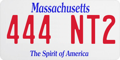 MA license plate 444NT2