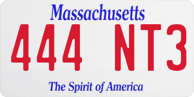 MA license plate 444NT3