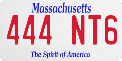 MA license plate 444NT6