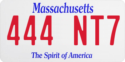 MA license plate 444NT7