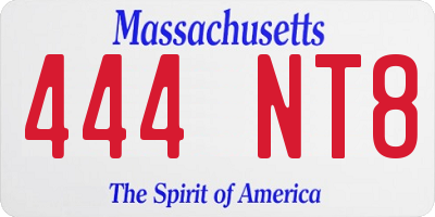 MA license plate 444NT8