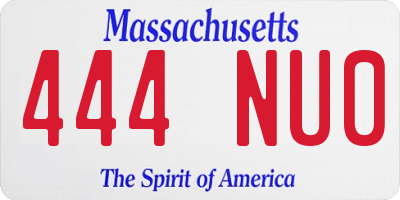 MA license plate 444NU0