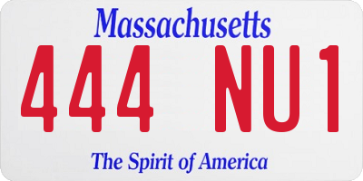 MA license plate 444NU1