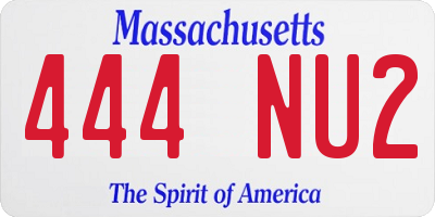 MA license plate 444NU2