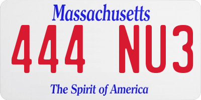 MA license plate 444NU3