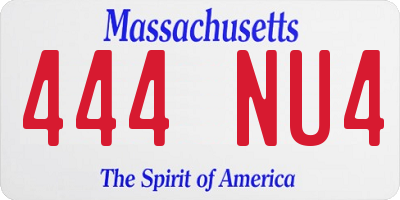 MA license plate 444NU4