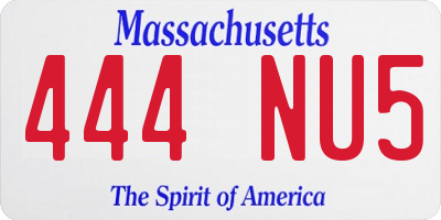MA license plate 444NU5
