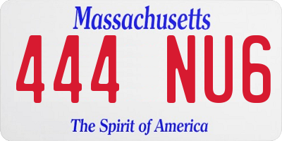 MA license plate 444NU6