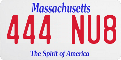 MA license plate 444NU8