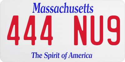 MA license plate 444NU9
