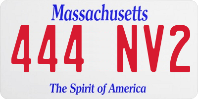 MA license plate 444NV2