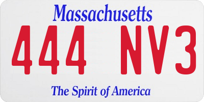 MA license plate 444NV3