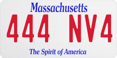 MA license plate 444NV4
