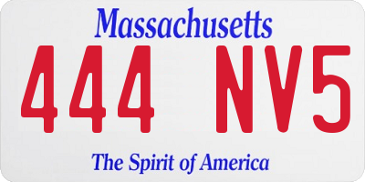 MA license plate 444NV5