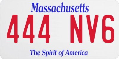 MA license plate 444NV6