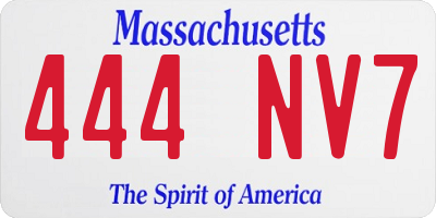 MA license plate 444NV7