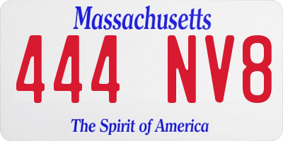 MA license plate 444NV8