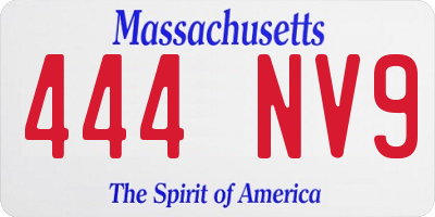 MA license plate 444NV9
