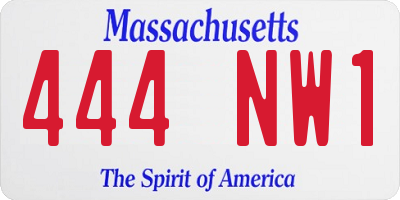 MA license plate 444NW1