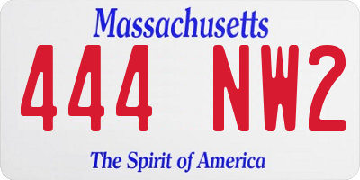 MA license plate 444NW2