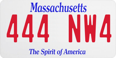 MA license plate 444NW4