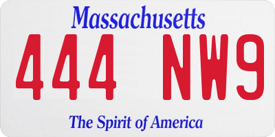 MA license plate 444NW9
