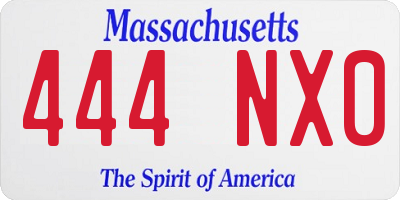MA license plate 444NX0