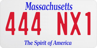 MA license plate 444NX1