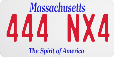 MA license plate 444NX4