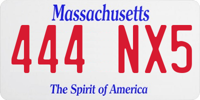 MA license plate 444NX5