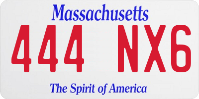 MA license plate 444NX6