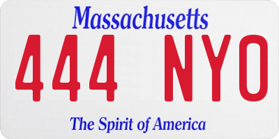 MA license plate 444NY0