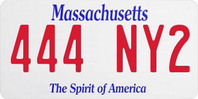 MA license plate 444NY2