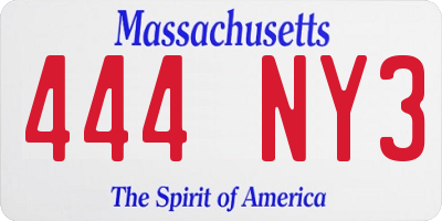 MA license plate 444NY3
