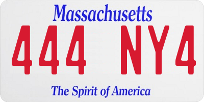 MA license plate 444NY4