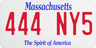 MA license plate 444NY5