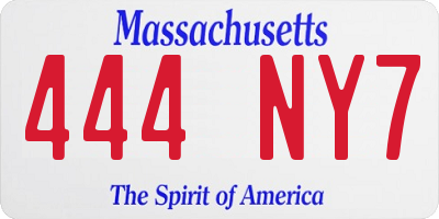 MA license plate 444NY7