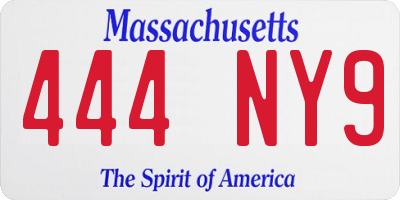 MA license plate 444NY9