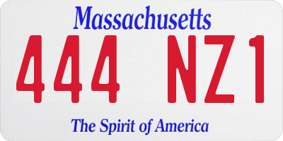 MA license plate 444NZ1
