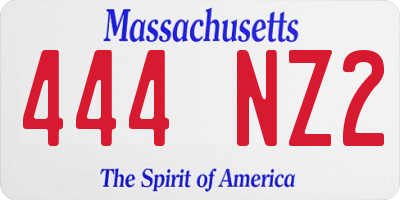 MA license plate 444NZ2