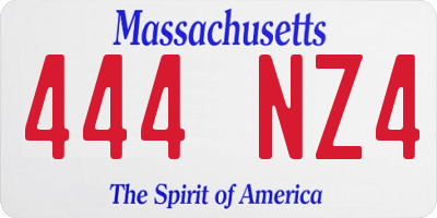 MA license plate 444NZ4