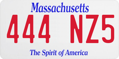 MA license plate 444NZ5
