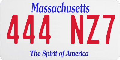 MA license plate 444NZ7