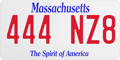 MA license plate 444NZ8