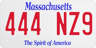 MA license plate 444NZ9