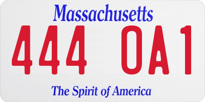 MA license plate 444OA1