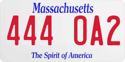 MA license plate 444OA2