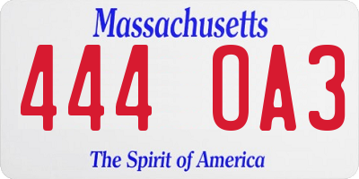 MA license plate 444OA3