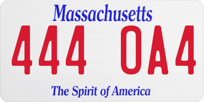 MA license plate 444OA4