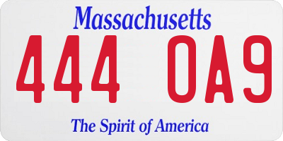 MA license plate 444OA9